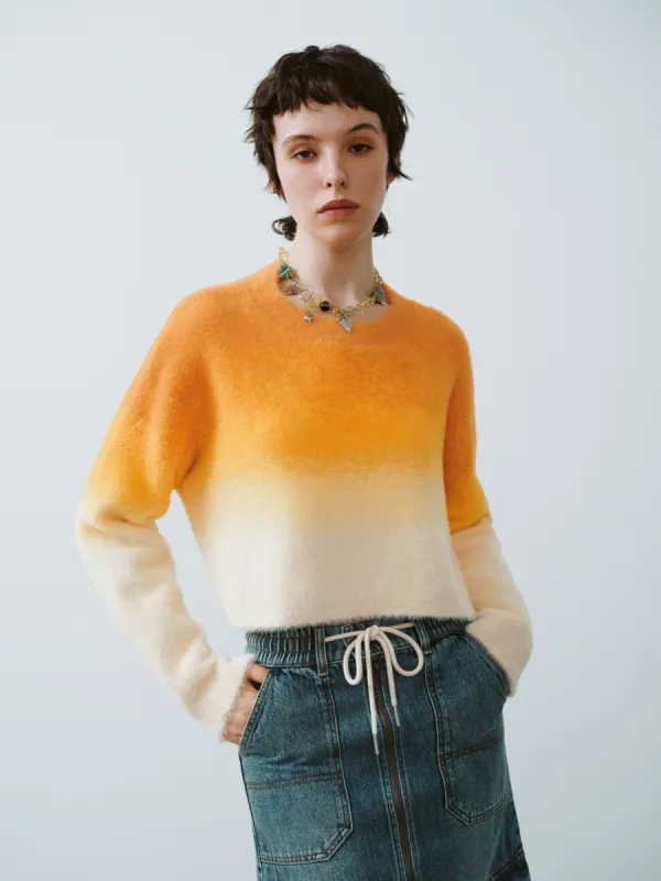 Gradient Color Cropped Knitted T-Shirts made by Urban Revivo