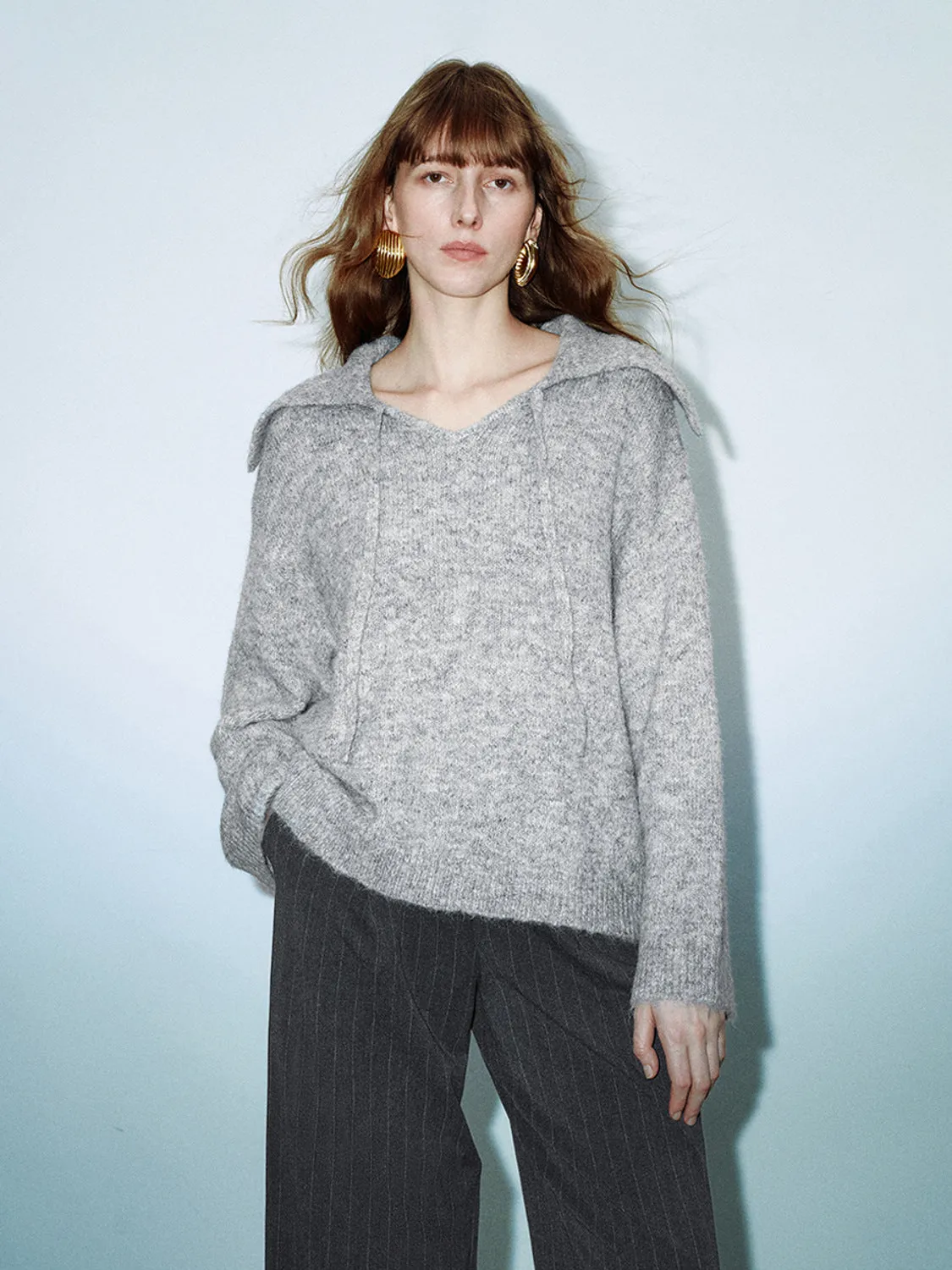 Lapel Knitted Long Sleeve T-Shirts sold by Urban Revivo