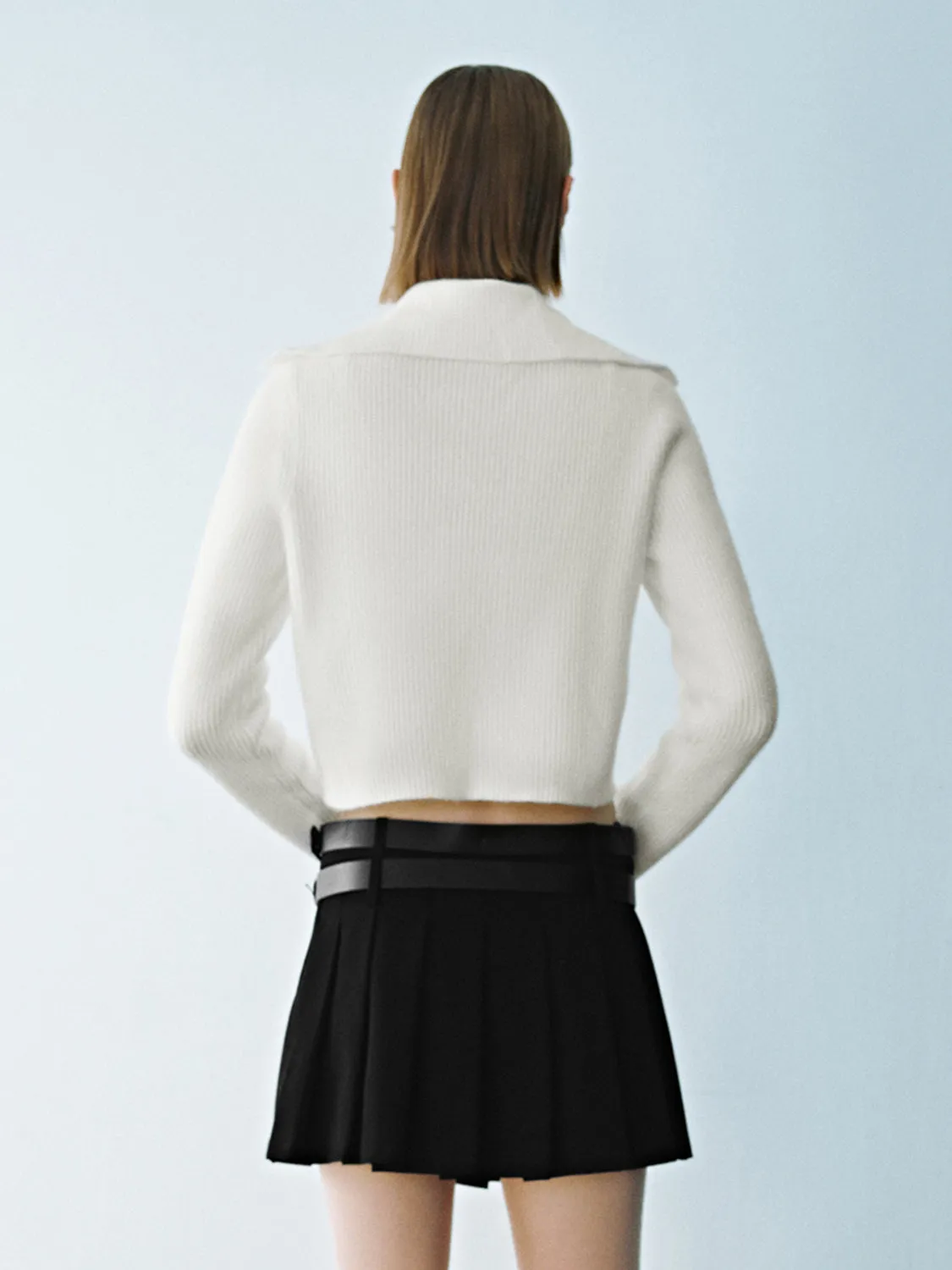 Cropped Zip Up Front Knitted Cardigans sold by Urban Revivo product image thumbnail 2