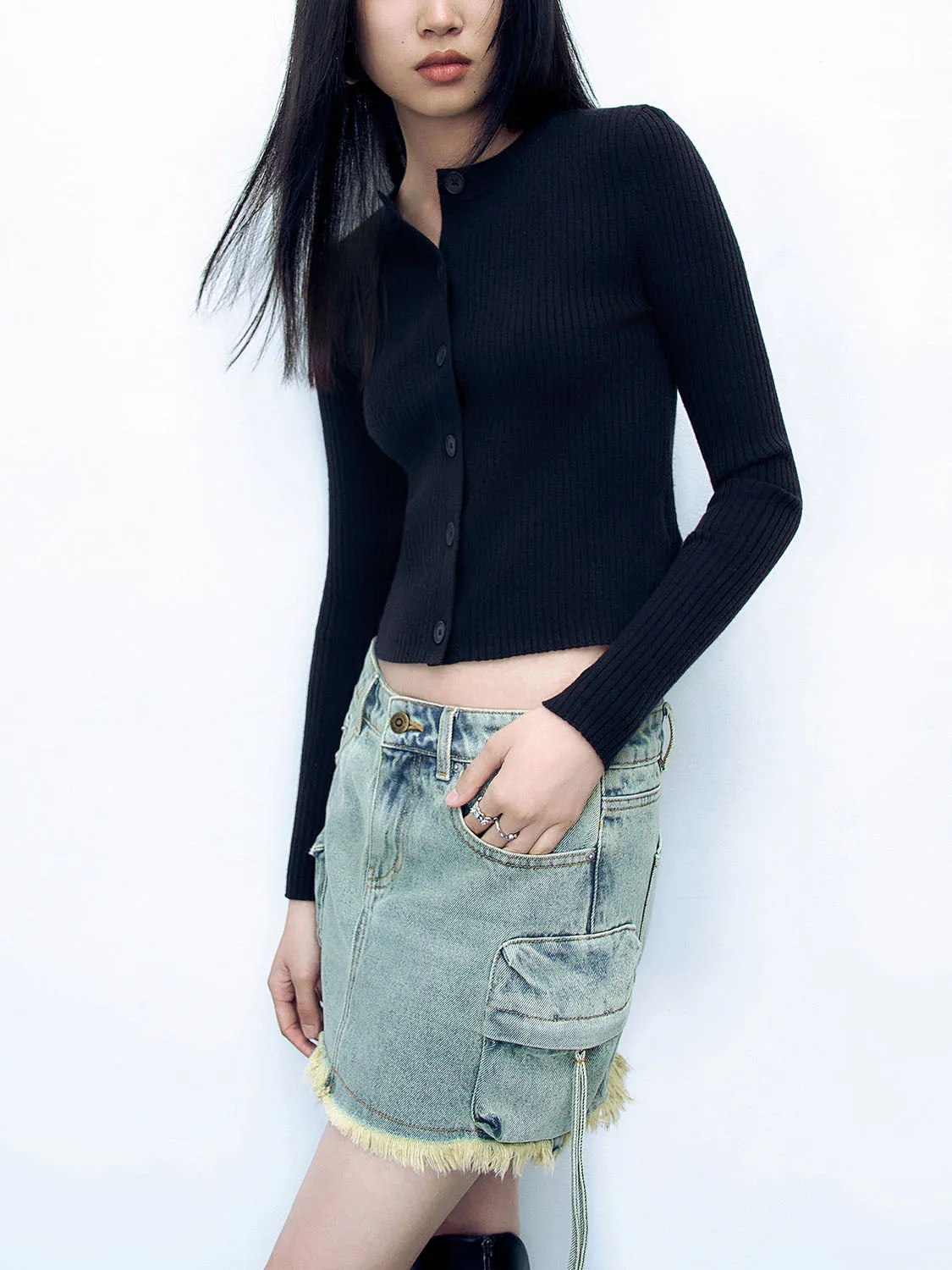 Crew Neck Button Up Knitted Cardigans sold by Urban Revivo