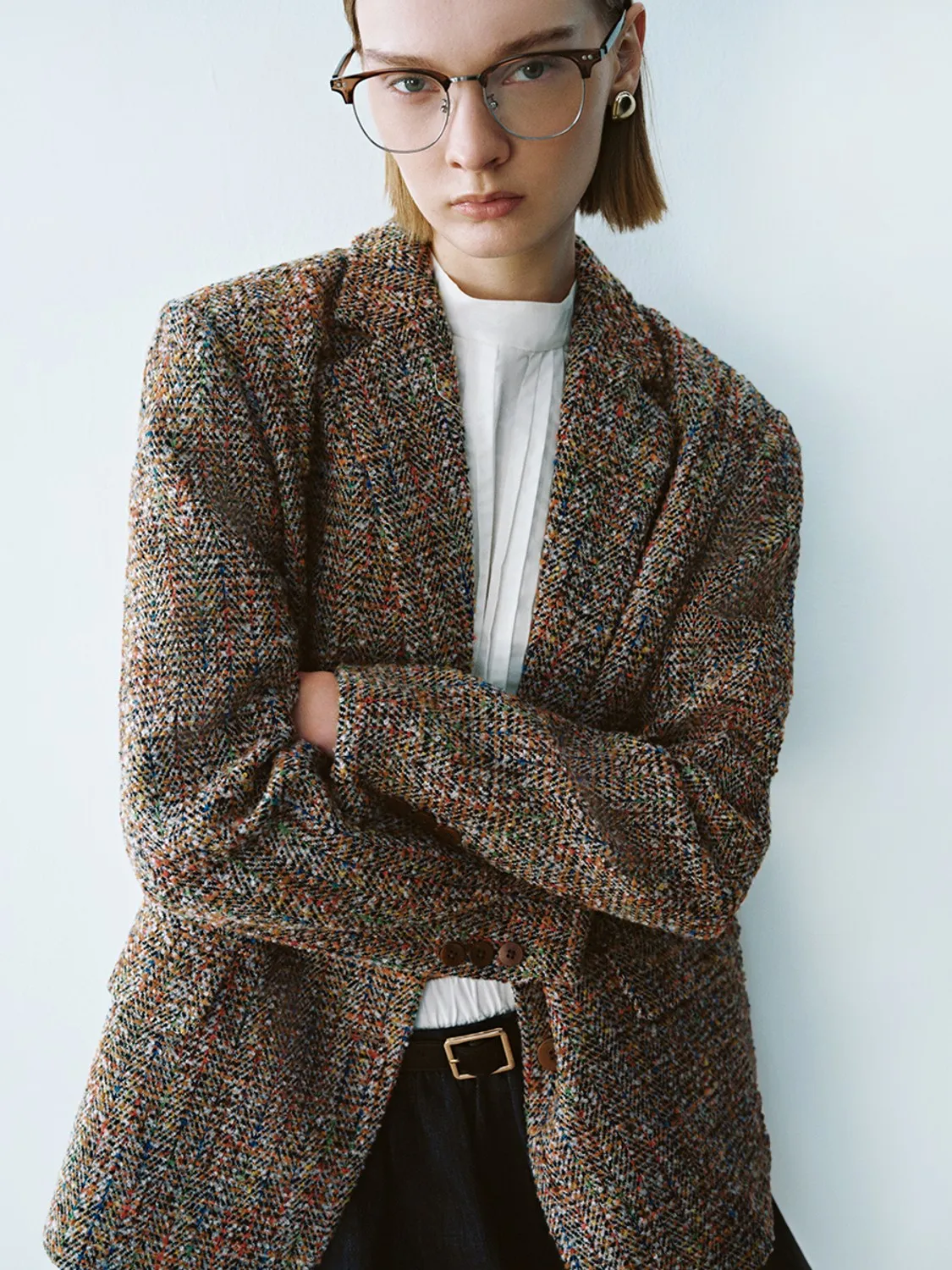 Tailored Collar Tweed Blazers sold by Urban Revivo product image thumbnail 3