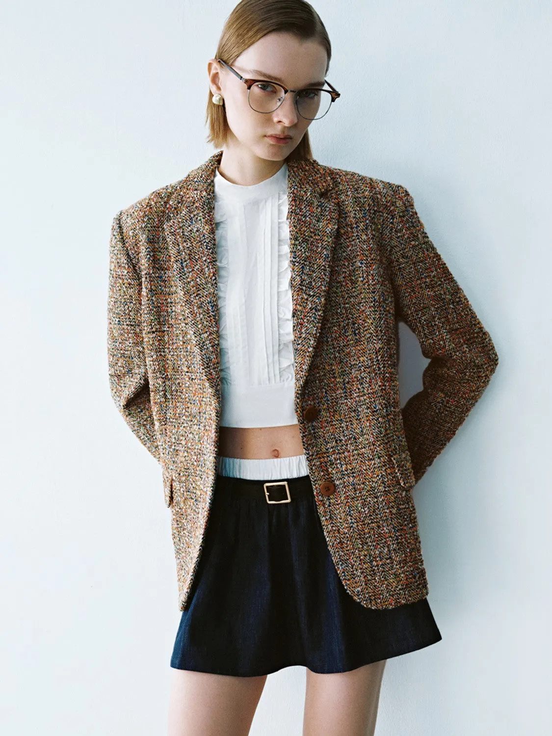 Tailored Collar Tweed Blazers sold by Urban Revivo