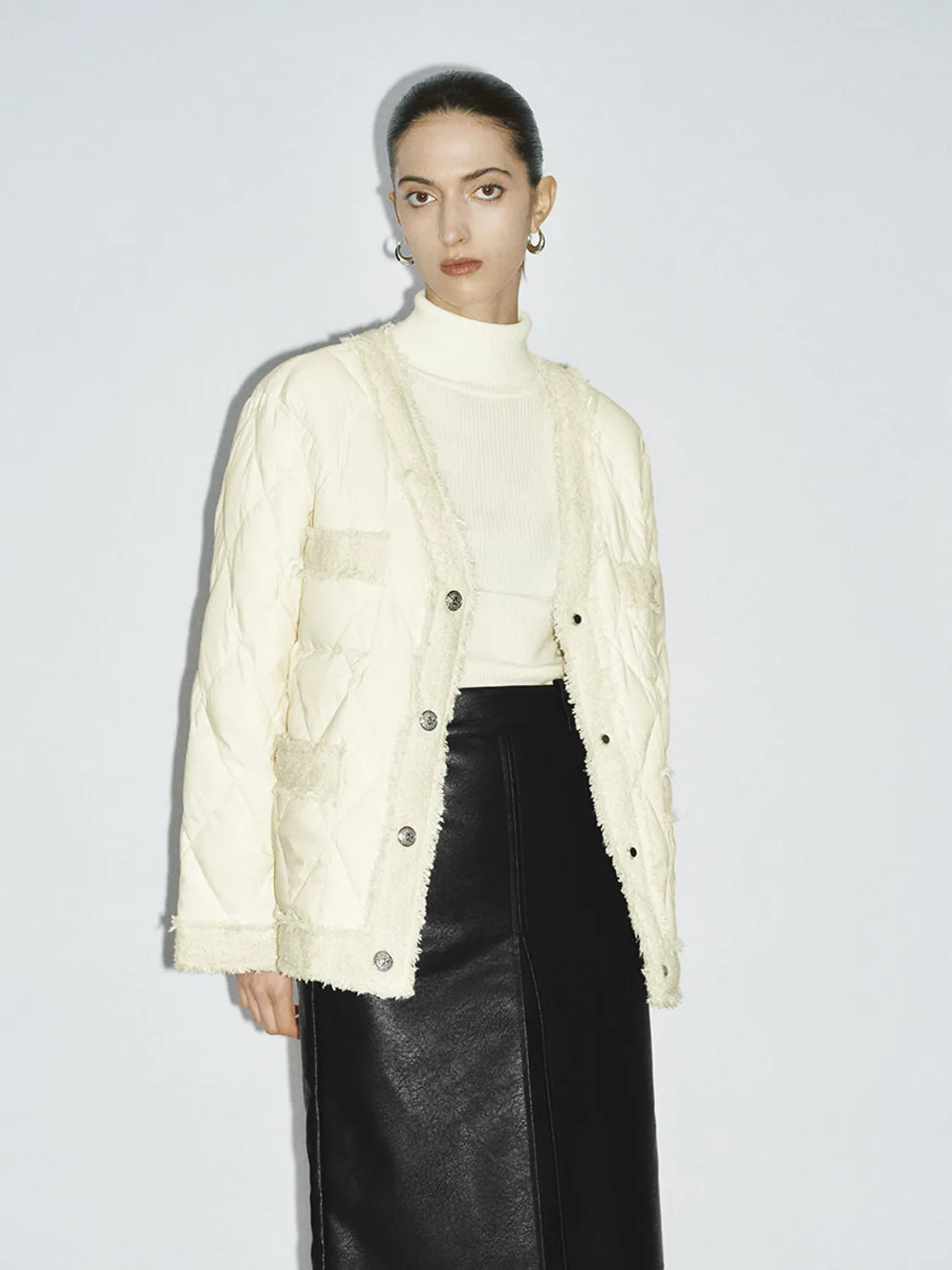 V-Neck Quilted Down Cardigans sold by Urban Revivo