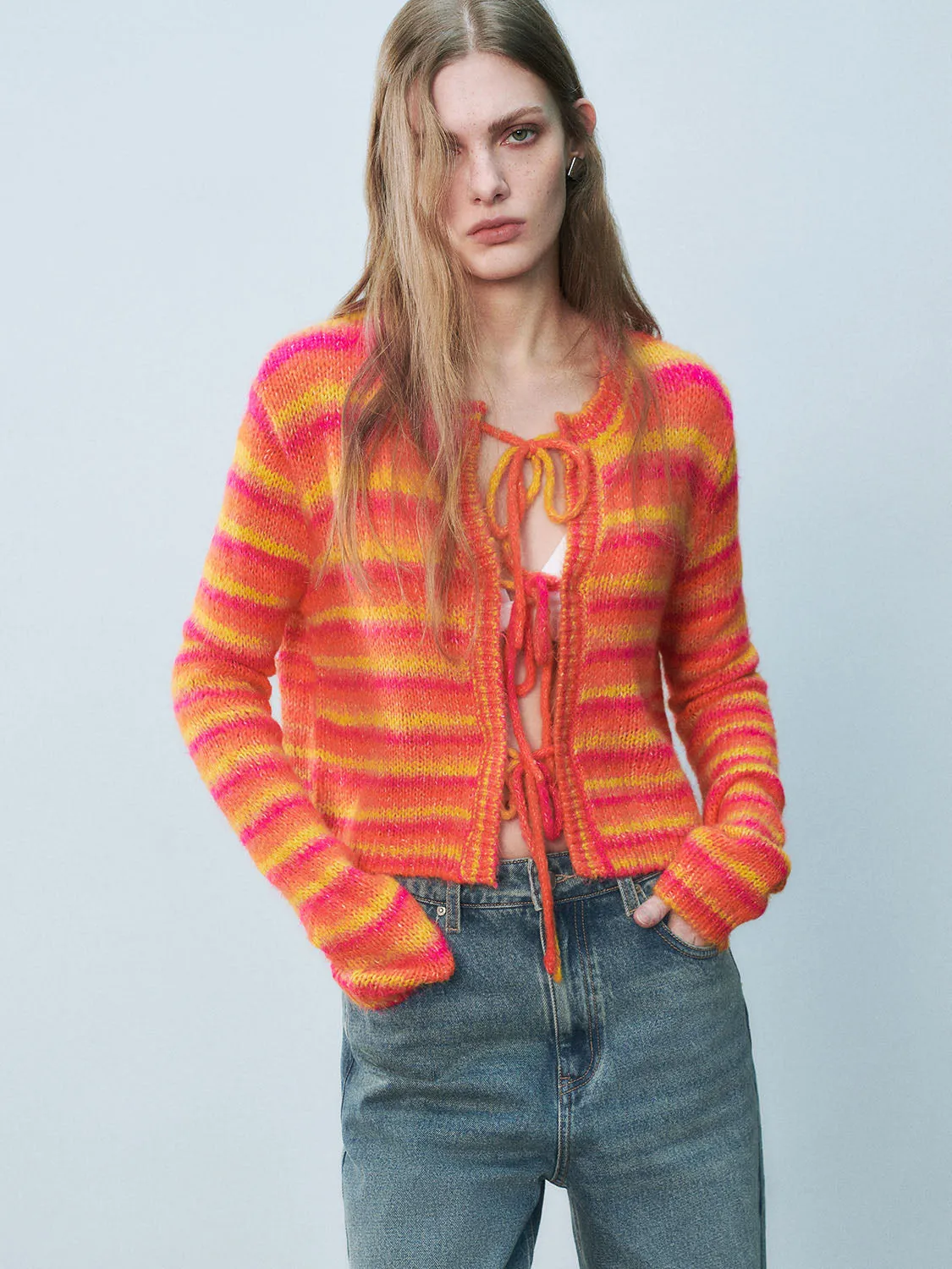 Lace Up Front Knitted Cardigans sold by Urban Revivo