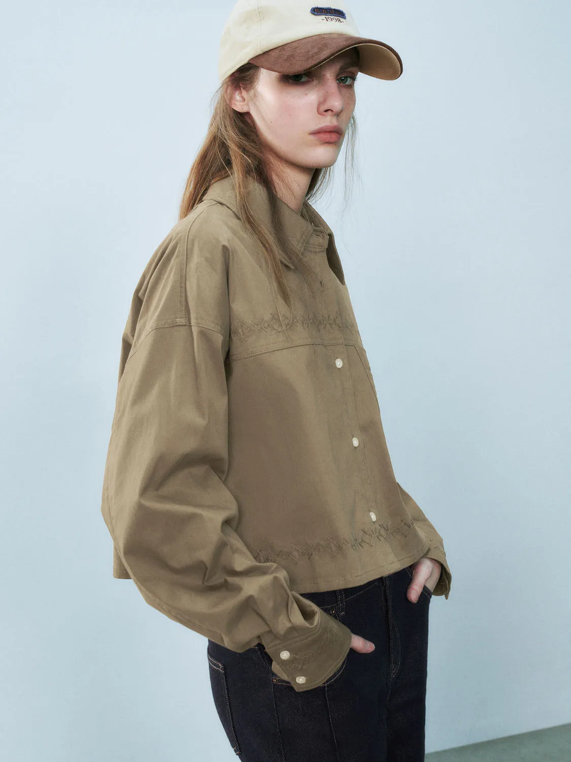 Cropped Button Up Shirts sold by Urban Revivo product image thumbnail 4
