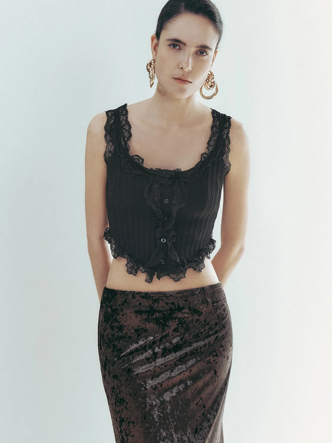 Lace Cami Cropped Tank Tops sold by Urban Revivo product image thumbnail 3