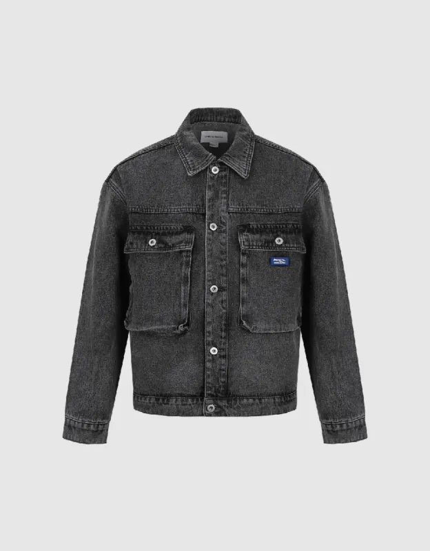 Drop Shoulder Sleeve Denim Jacket sold by Urban Revivo
