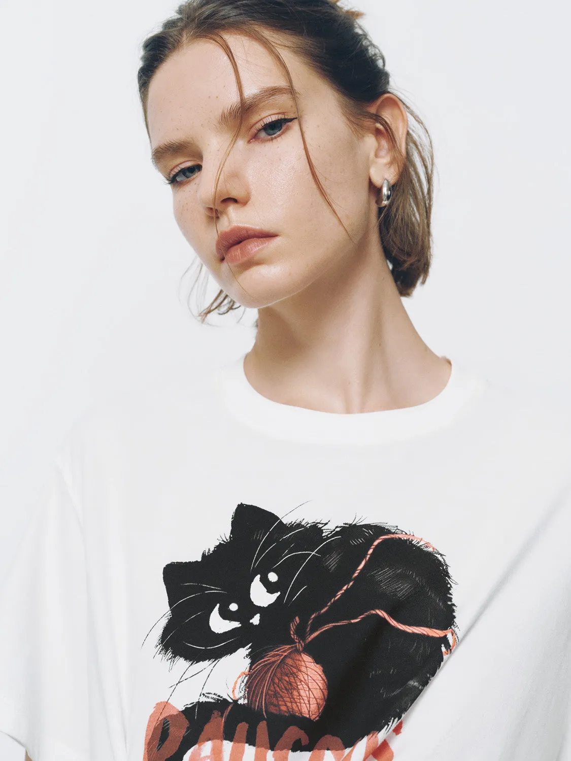 Printed Crew Neck Loose T-Shirt sold by Urban Revivo product image thumbnail 5