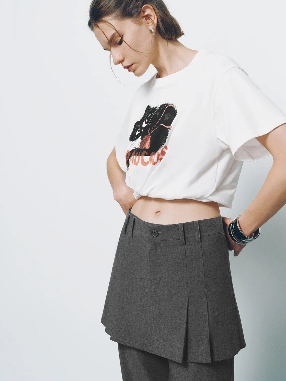 Printed Crew Neck Loose T-Shirt sold by Urban Revivo product image thumbnail 2