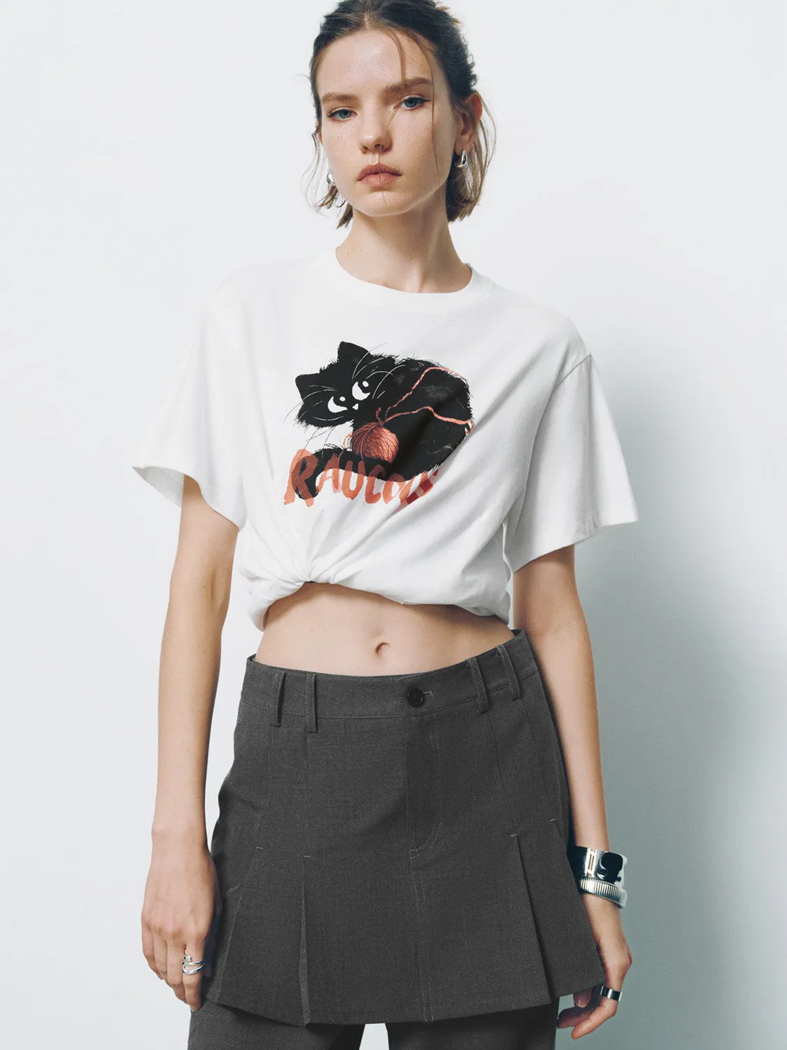 Printed Crew Neck Loose T-Shirt sold by Urban Revivo