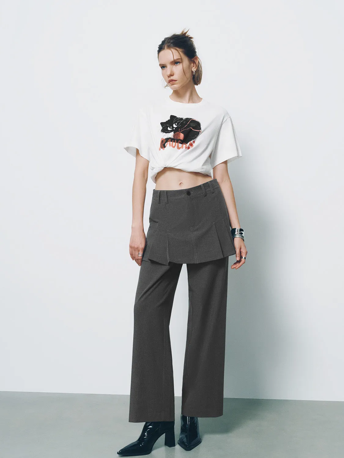 Printed Crew Neck Loose T-Shirt sold by Urban Revivo product image thumbnail 4