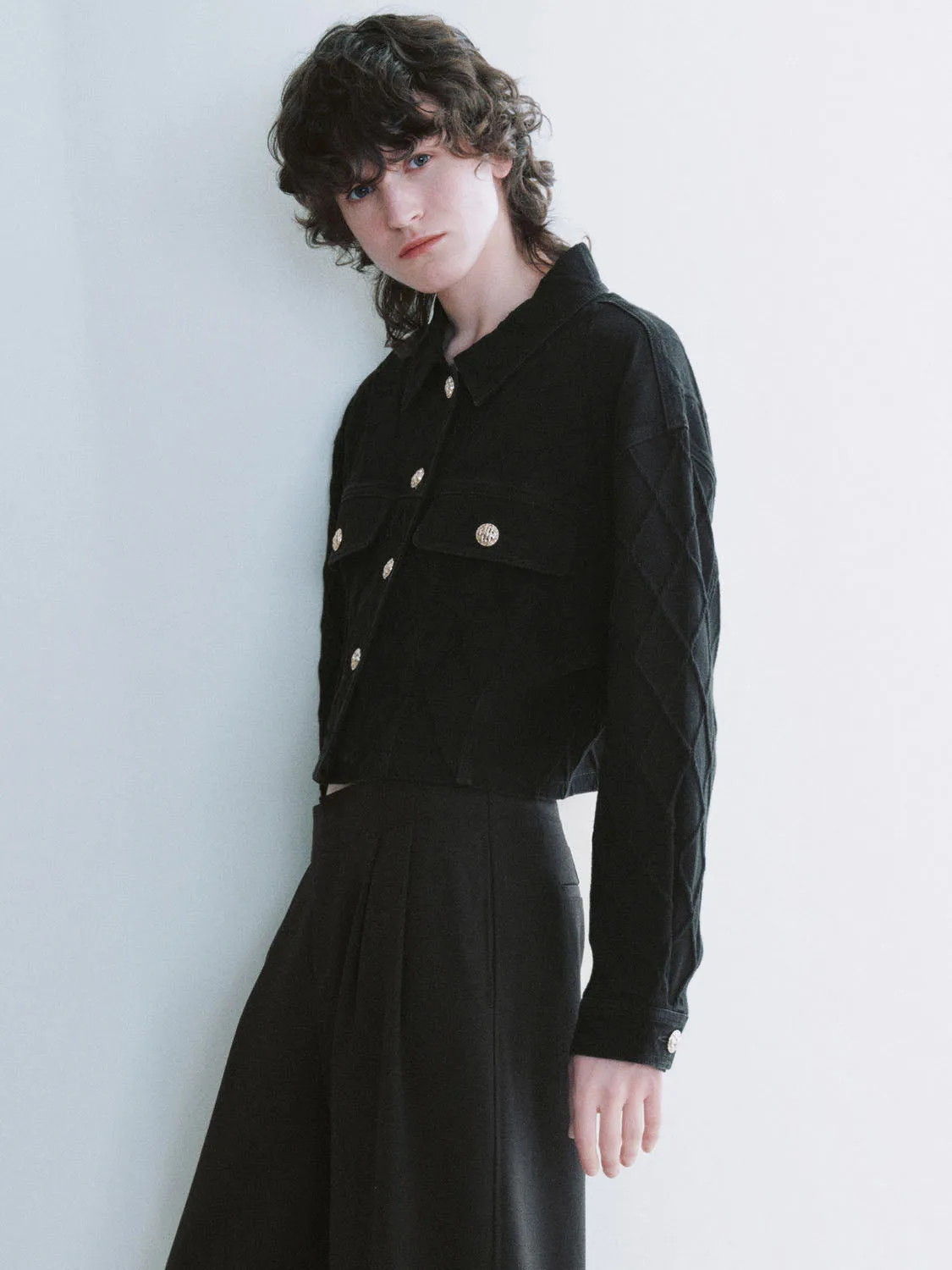 Cropped Button Up Denim Jackets sold by Urban Revivo product image thumbnail 2