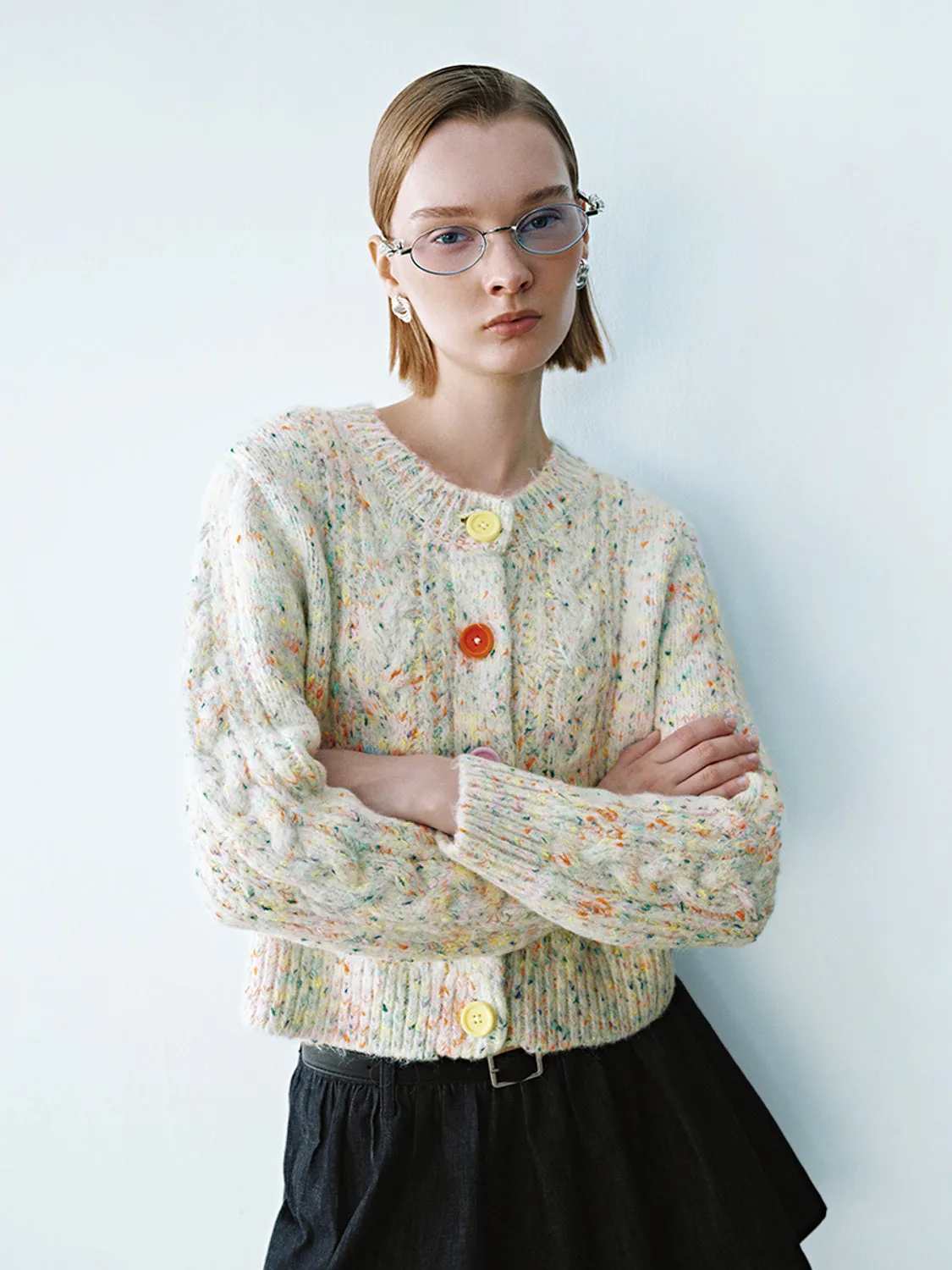 Crew Neck Knitted Tweed Cardigans sold by Urban Revivo
