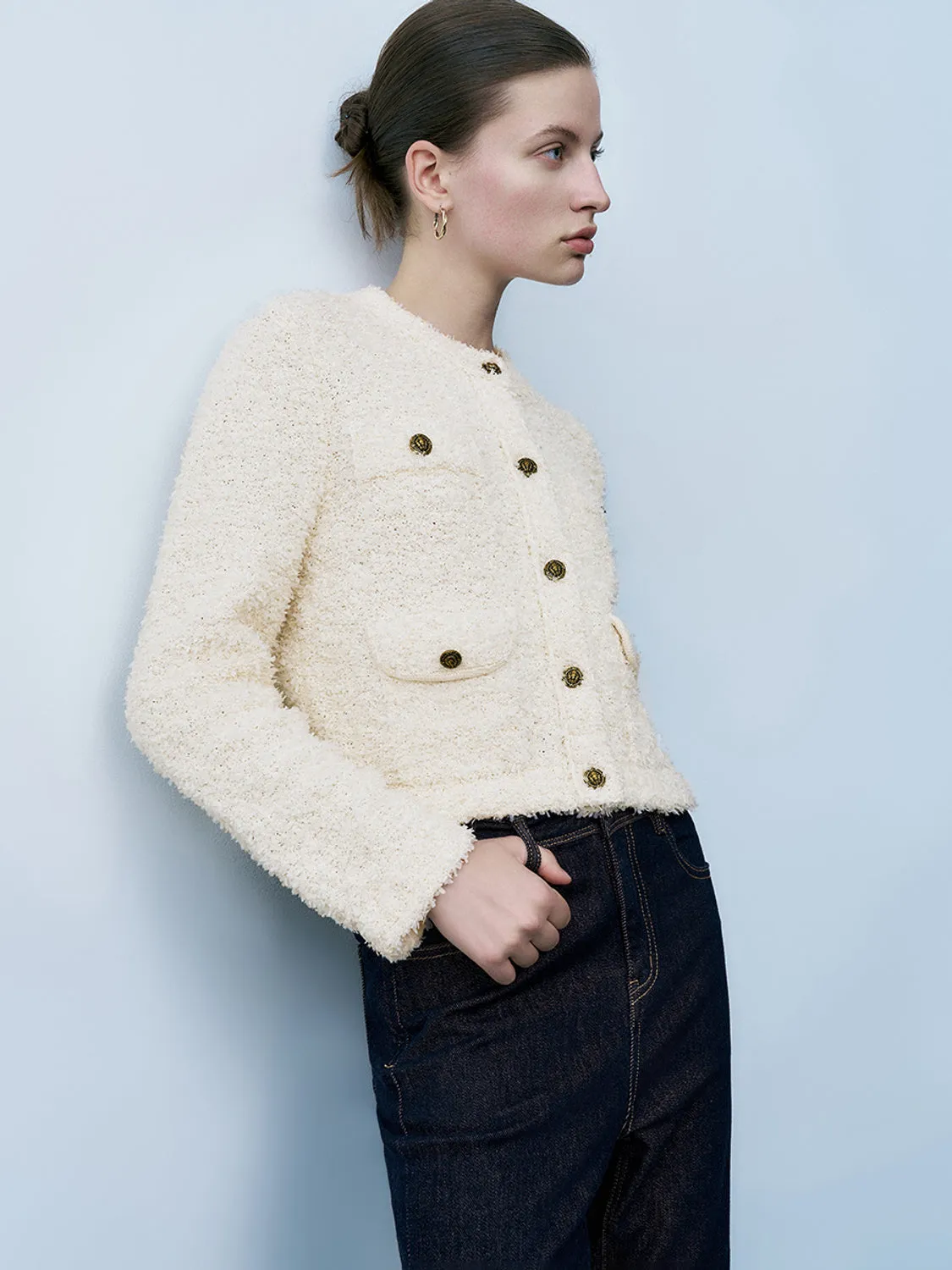 Flap Pocket Knitted Tweed Cardigans sold by Urban Revivo product image thumbnail 3