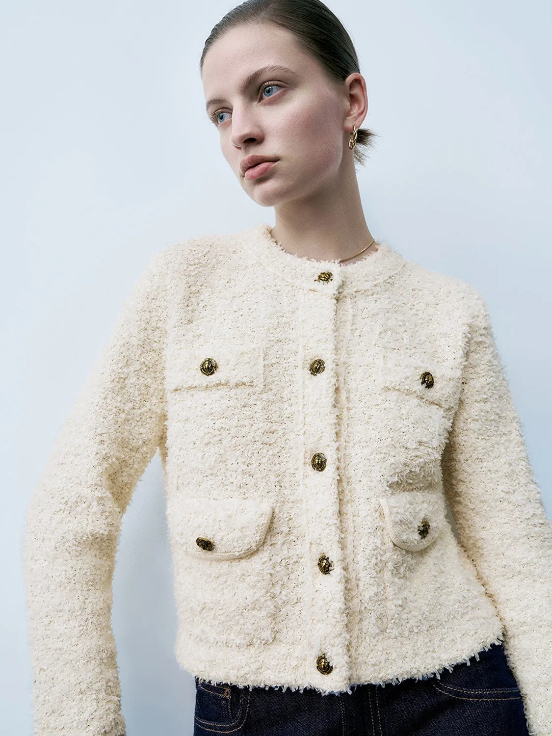 Flap Pocket Knitted Tweed Cardigans sold by Urban Revivo product image thumbnail 5