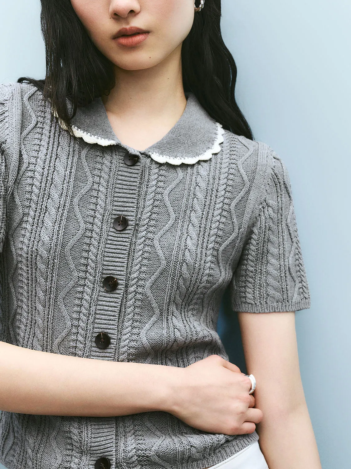 Short Sleeve Knitted T-Shirts sold by Urban Revivo product image thumbnail 5