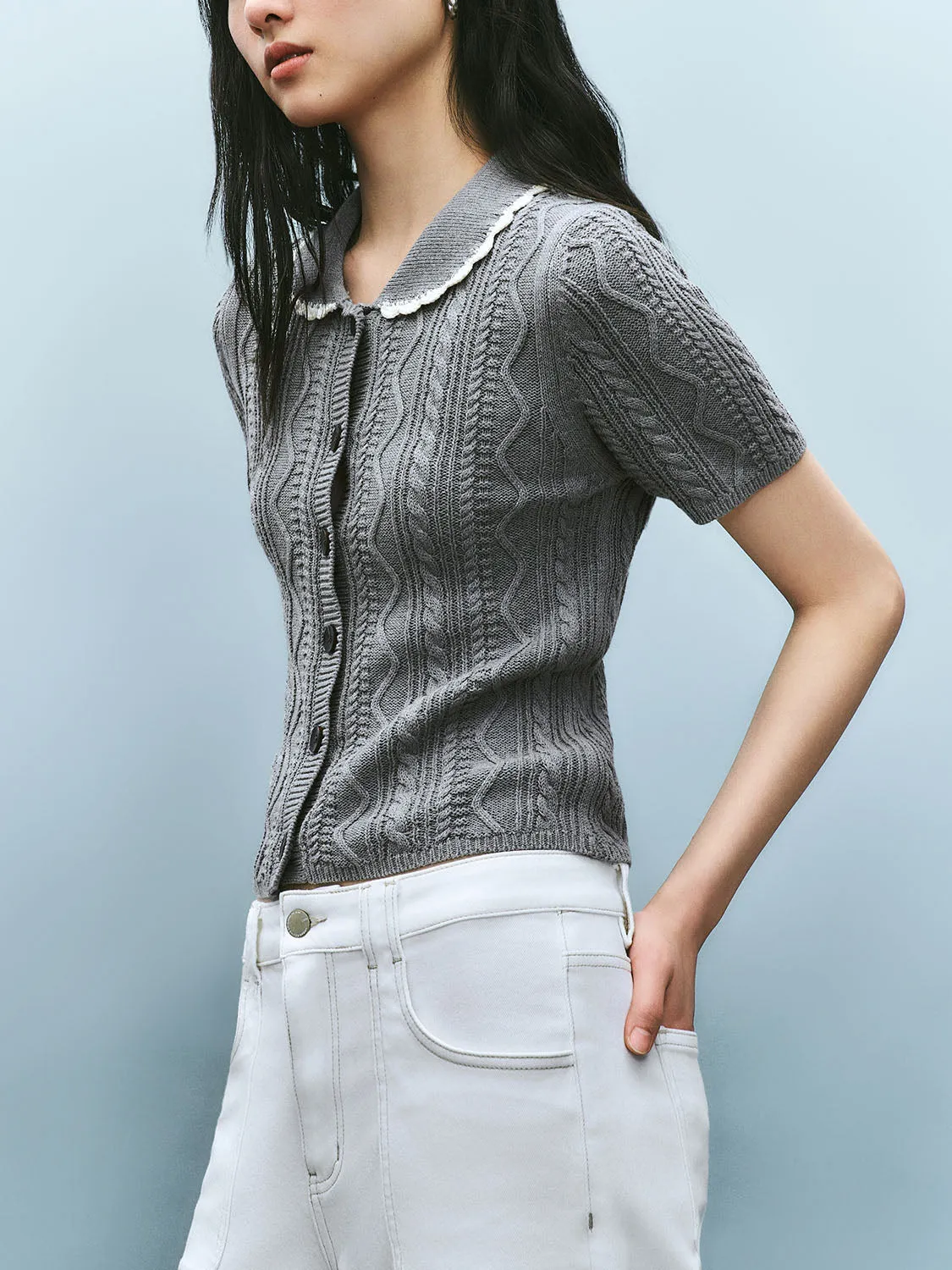 Short Sleeve Knitted T-Shirts sold by Urban Revivo product image thumbnail 3