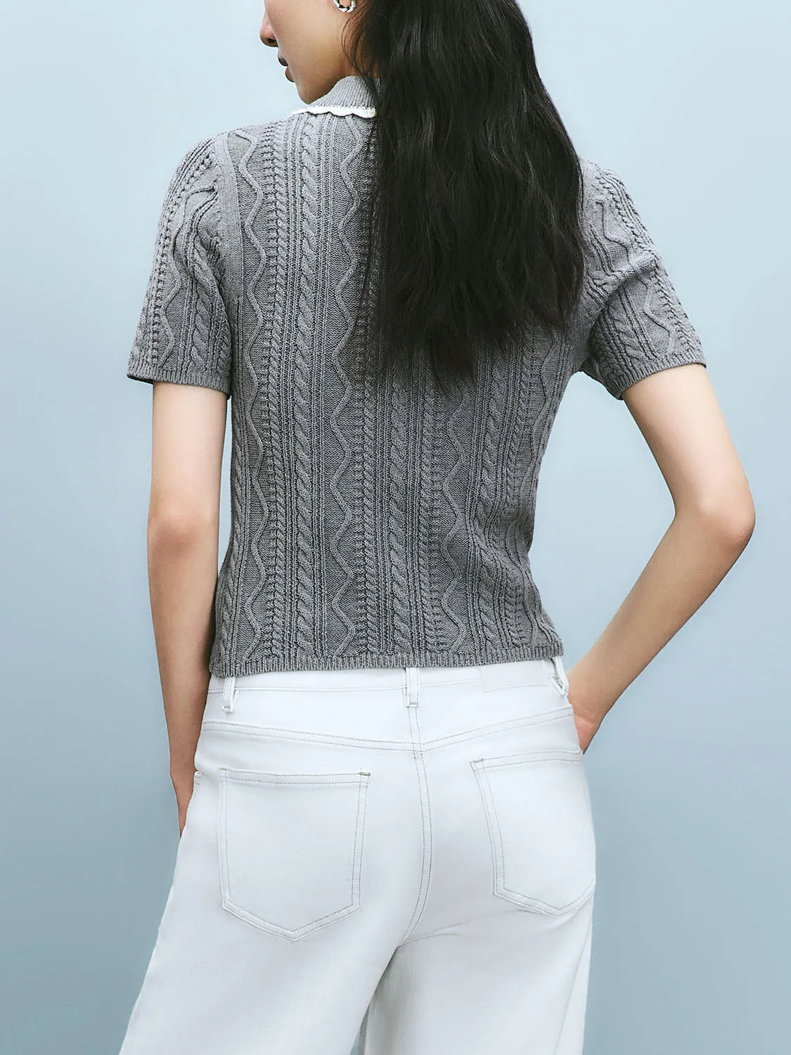 Short Sleeve Knitted T-Shirts sold by Urban Revivo product image thumbnail 2