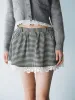 Lace Hem Checkered A-Line Skirts sold by Urban Revivo