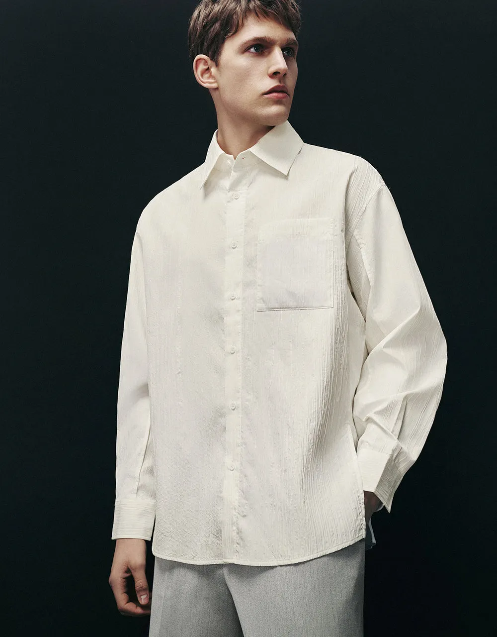 Textured Button Up Loose Shirt sold by Urban Revivo product image thumbnail 2