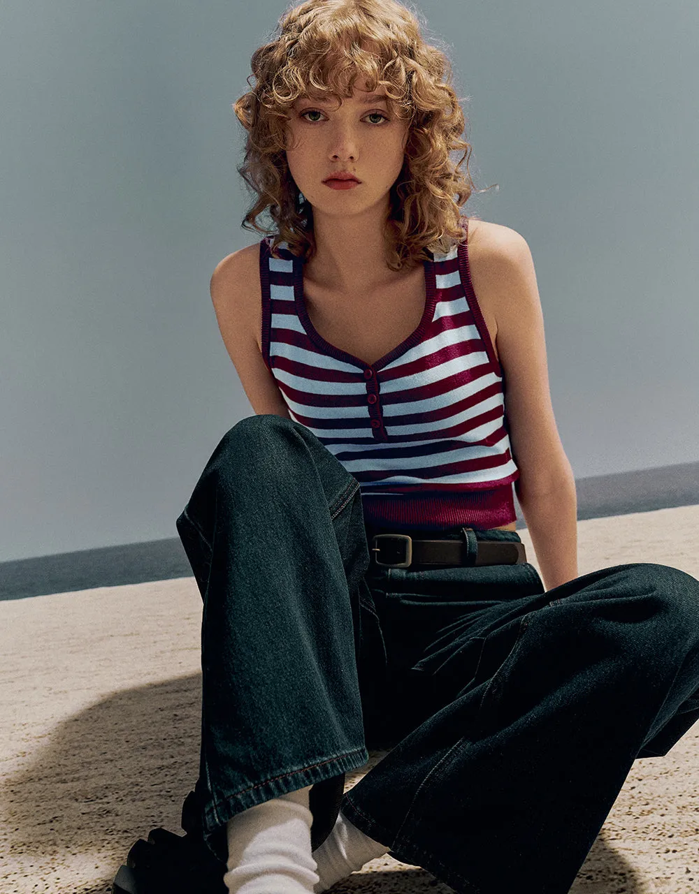 Striped U Neck Knitted Tank Top sold by Urban Revivo product image thumbnail 2