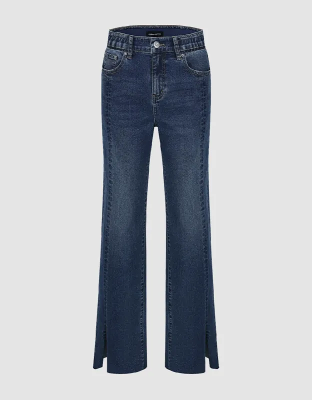 Split Hem Straight Jeans sold by Urban Revivo