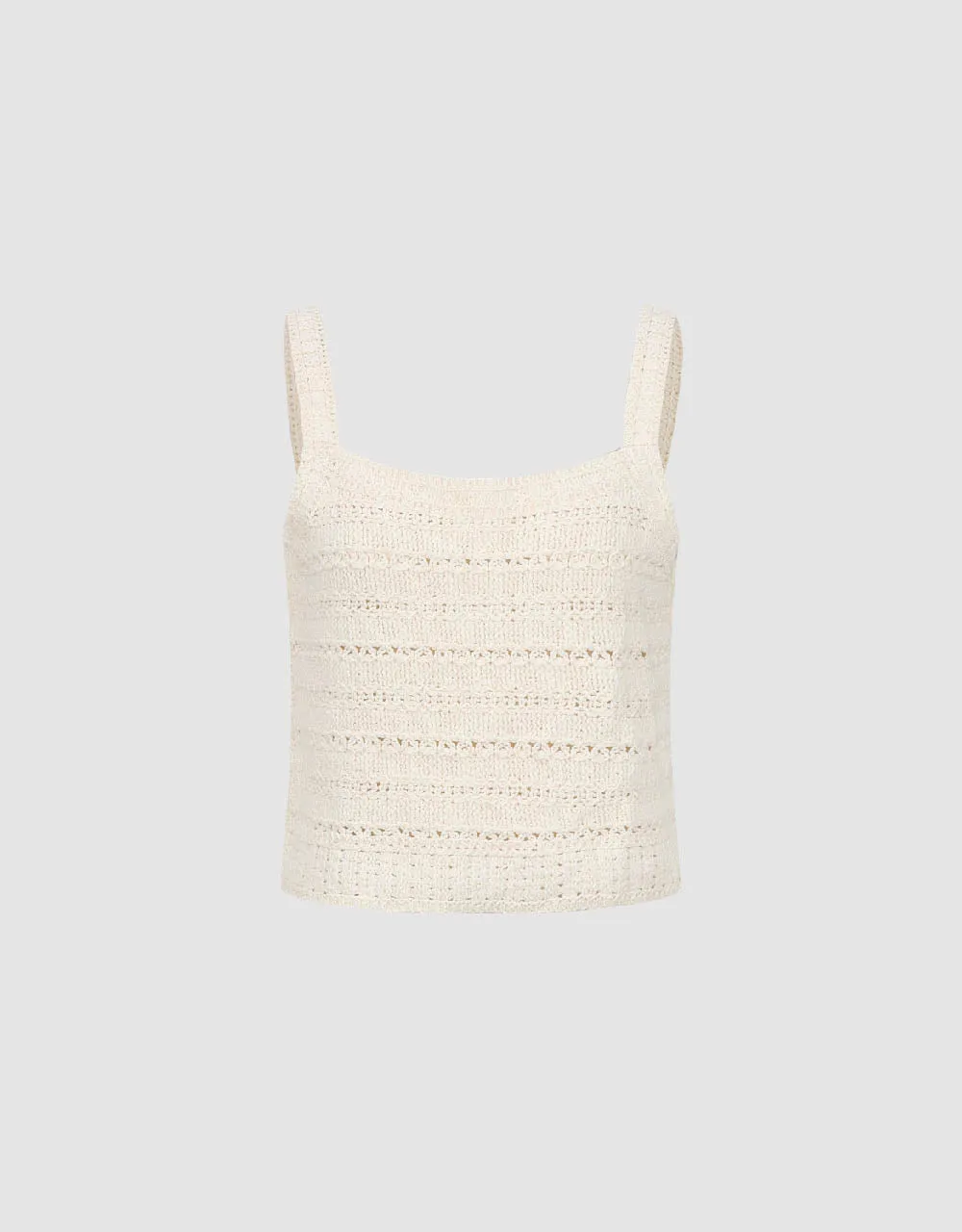 Crochet Square-cut Collar Knitted Tank Top sold by Urban Revivo product image thumbnail 4
