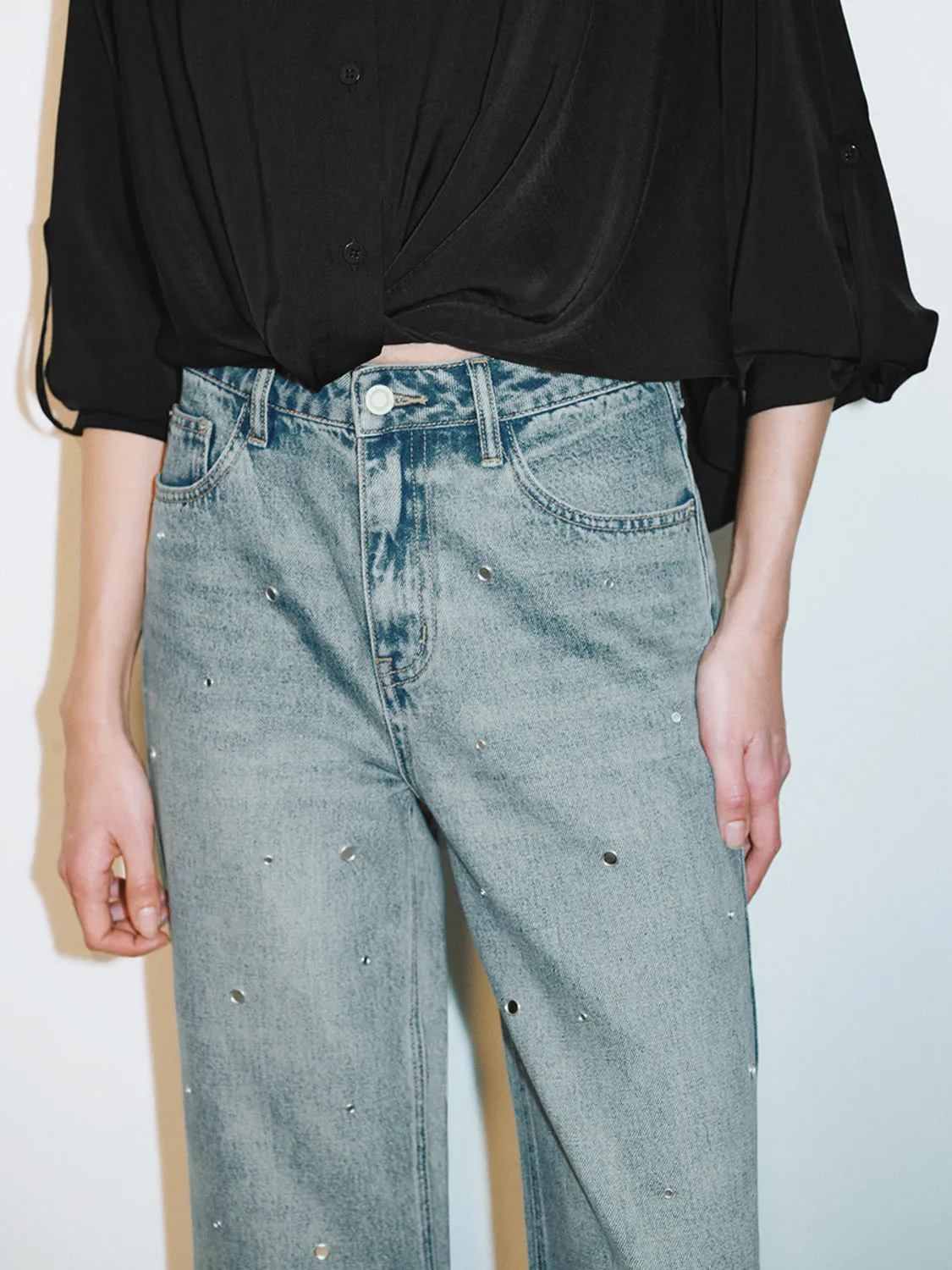 Wide-Leg Denim Jeans sold by Urban Revivo product image thumbnail 4