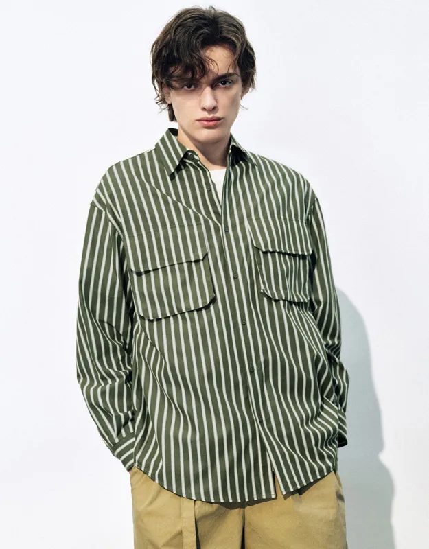 Striped Oversized Long Sleeve Shirts sold by Urban Revivo