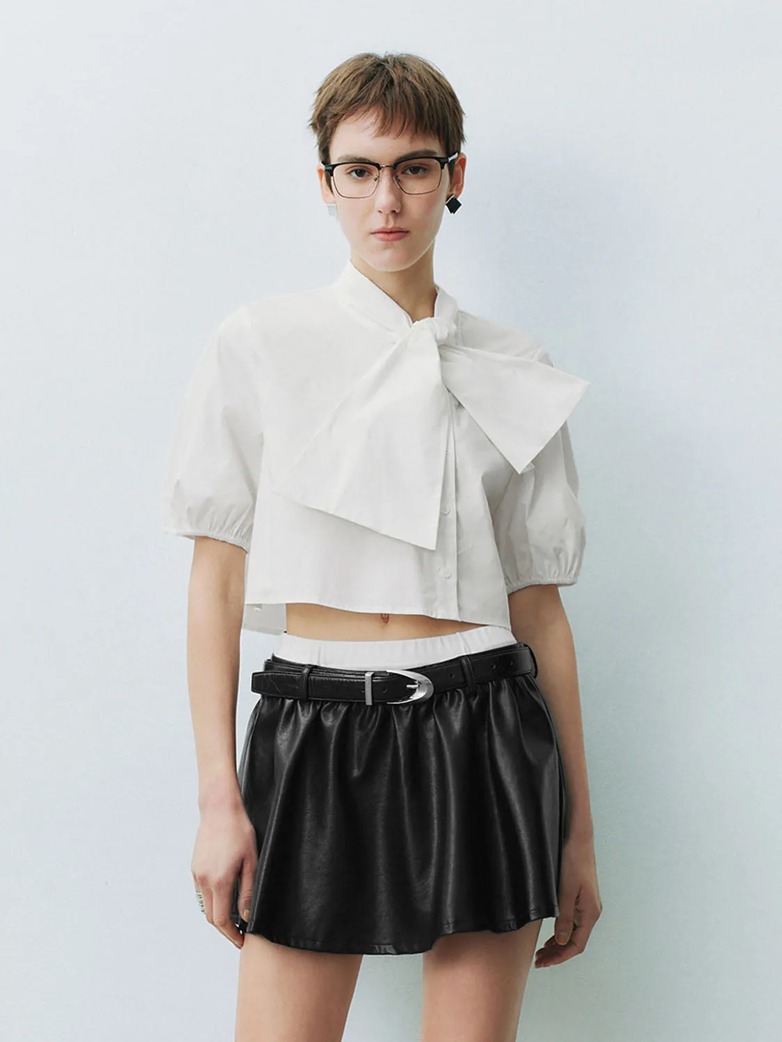 Bow Décor Short Sleeve Shirts sold by Urban Revivo