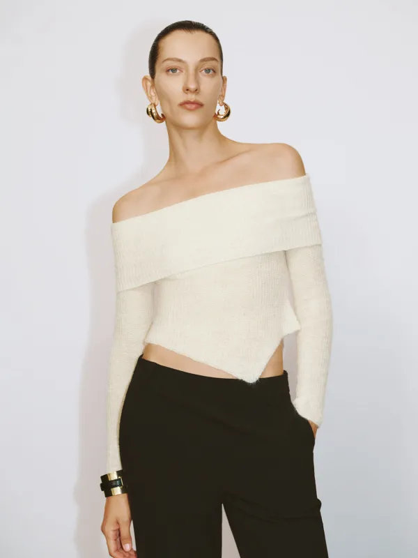 Off Shoulder Knitted T-Shirts sold by Urban Revivo