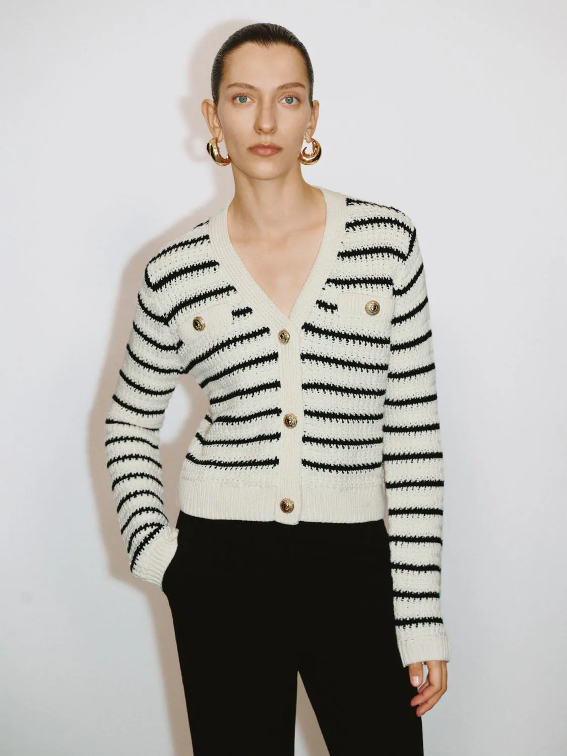 Striped Knitted Cardigans sold by Urban Revivo