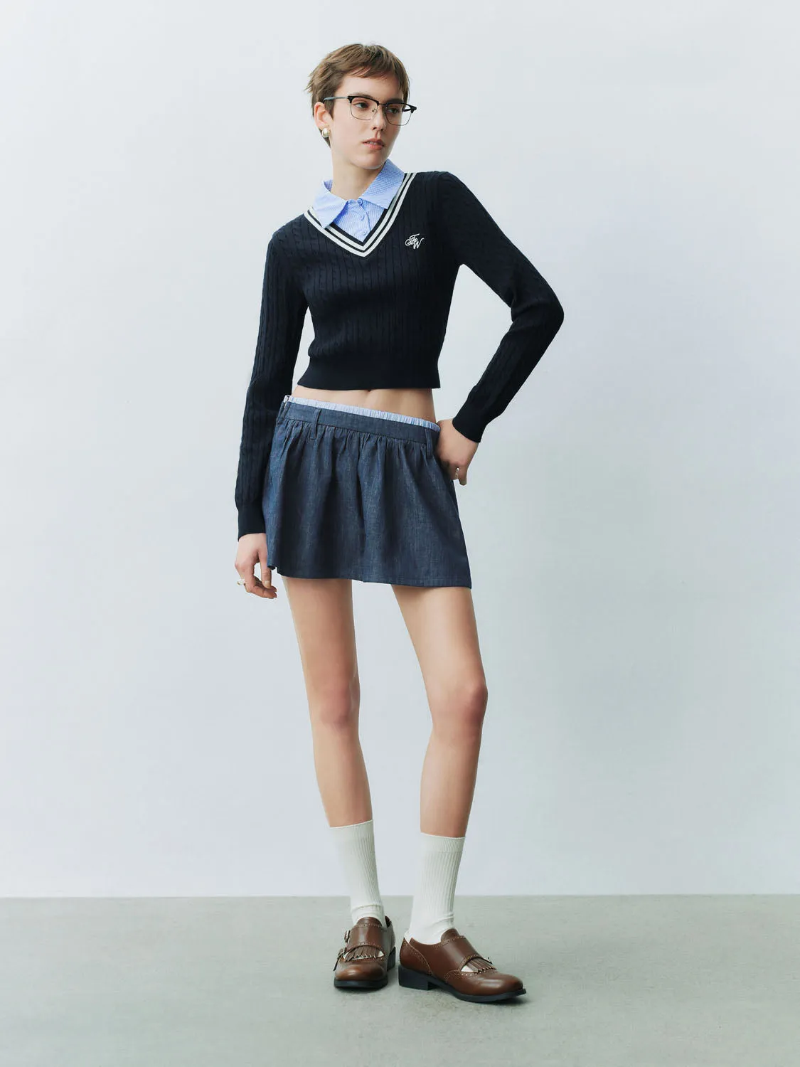 Cropped Skinny Knitted T-Shirts sold by Urban Revivo product image thumbnail 5