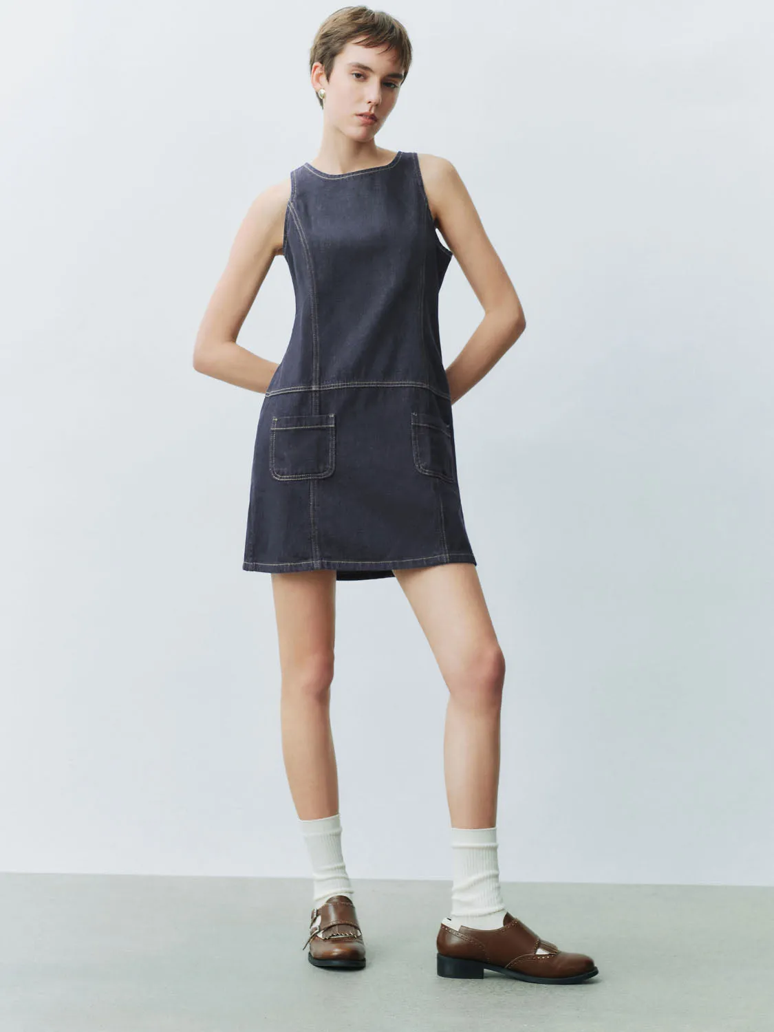 Sleeveless Denim Dresses sold by Urban Revivo product image thumbnail 3