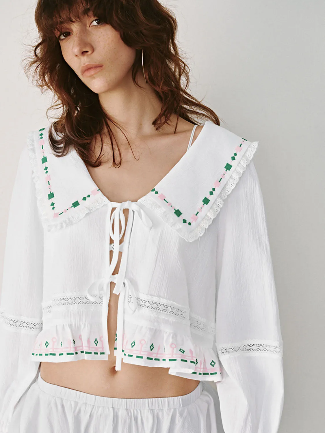 Cropped Lace Up Front Shirts sold by Urban Revivo product image thumbnail 3