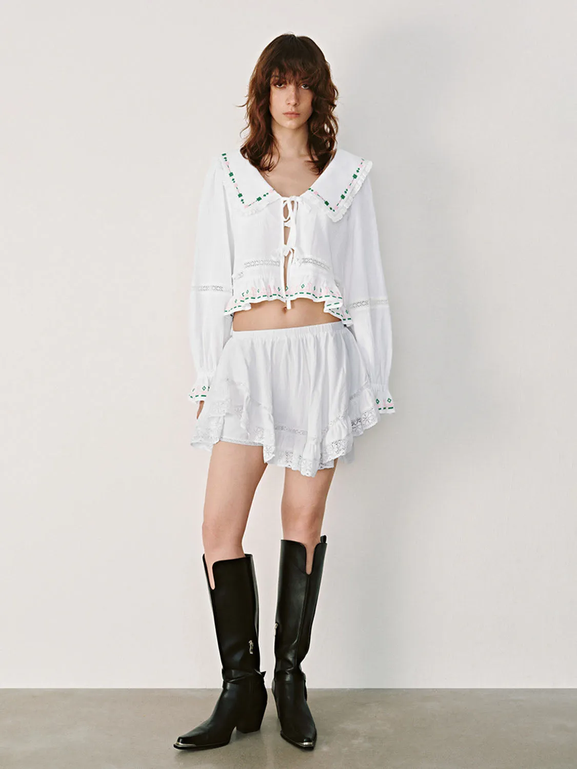 Cropped Lace Up Front Shirts sold by Urban Revivo product image thumbnail 4