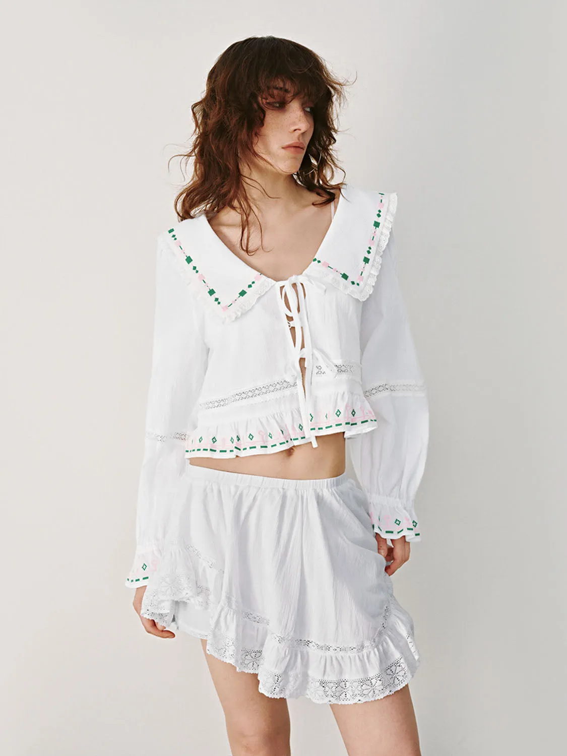 Cropped Lace Up Front Shirts sold by Urban Revivo