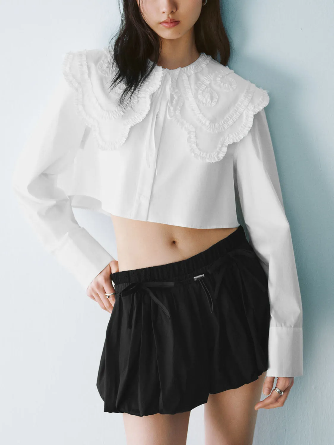 Cropped Lace Shirts sold by Urban Revivo
