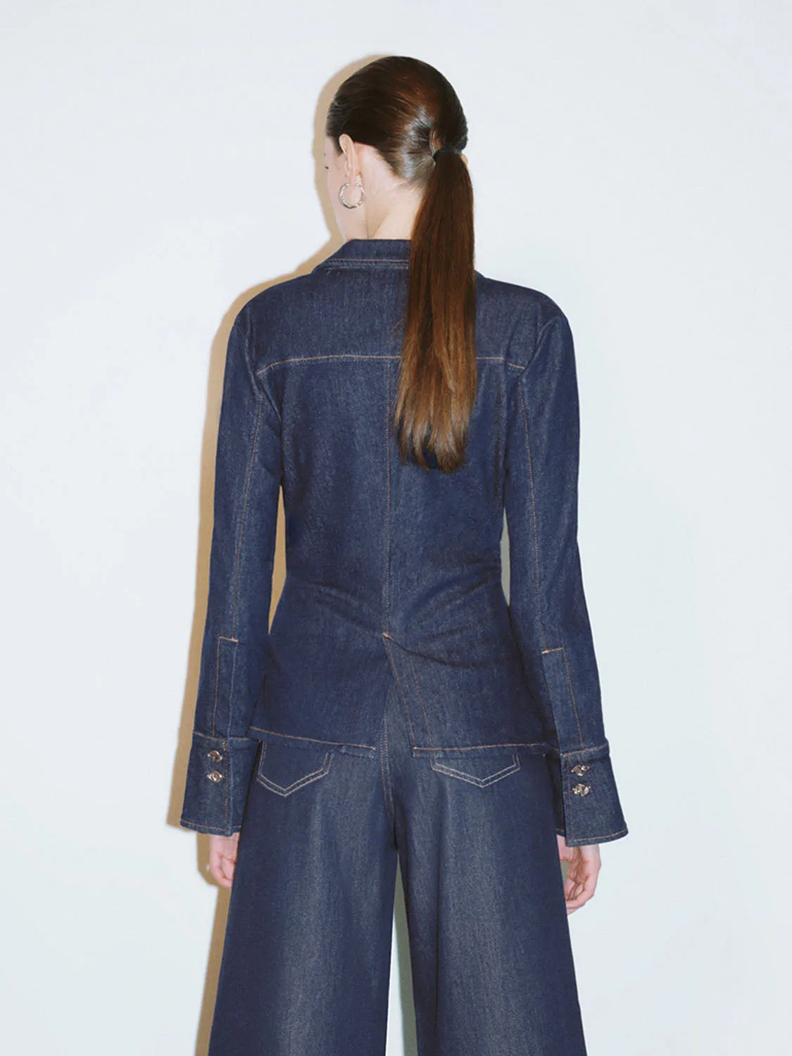 Wide Lapel Denim Shirts sold by Urban Revivo product image thumbnail 3