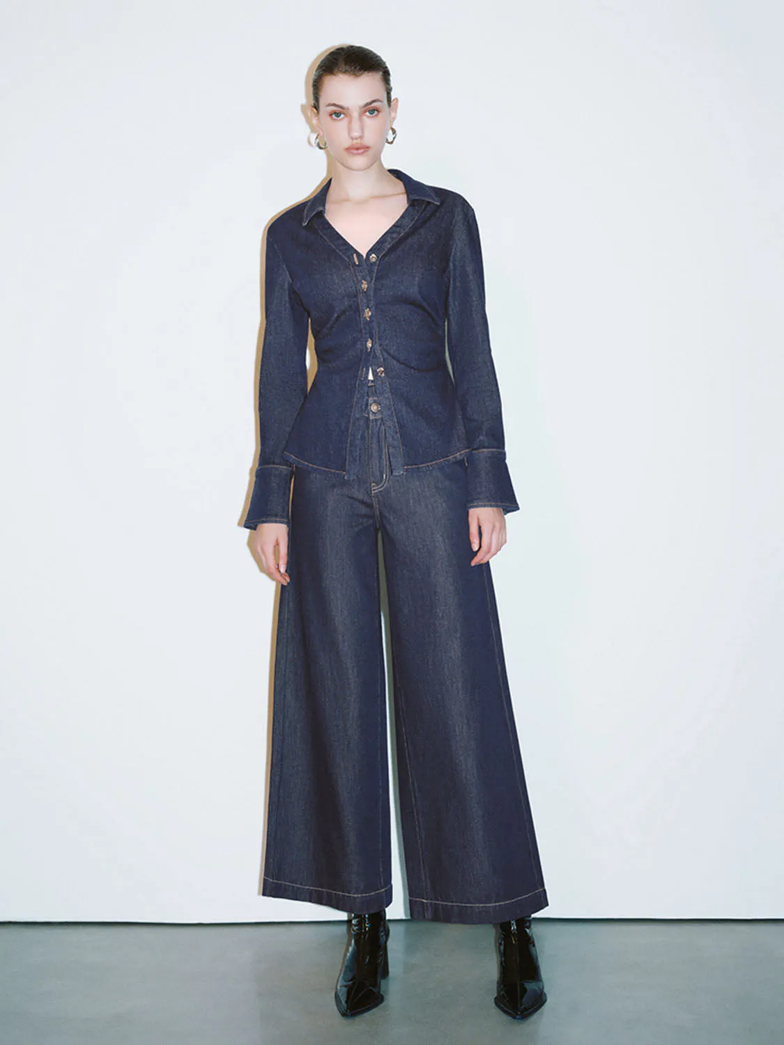 Wide Lapel Denim Shirts sold by Urban Revivo product image thumbnail 2