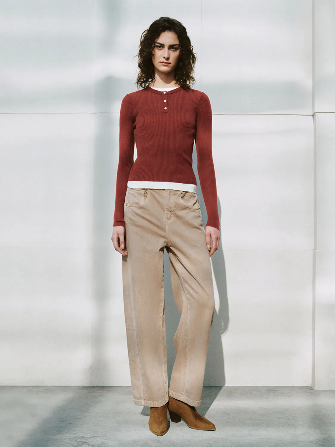 Button Half Placket Knitted T-Shirts sold by Urban Revivo product image thumbnail 4