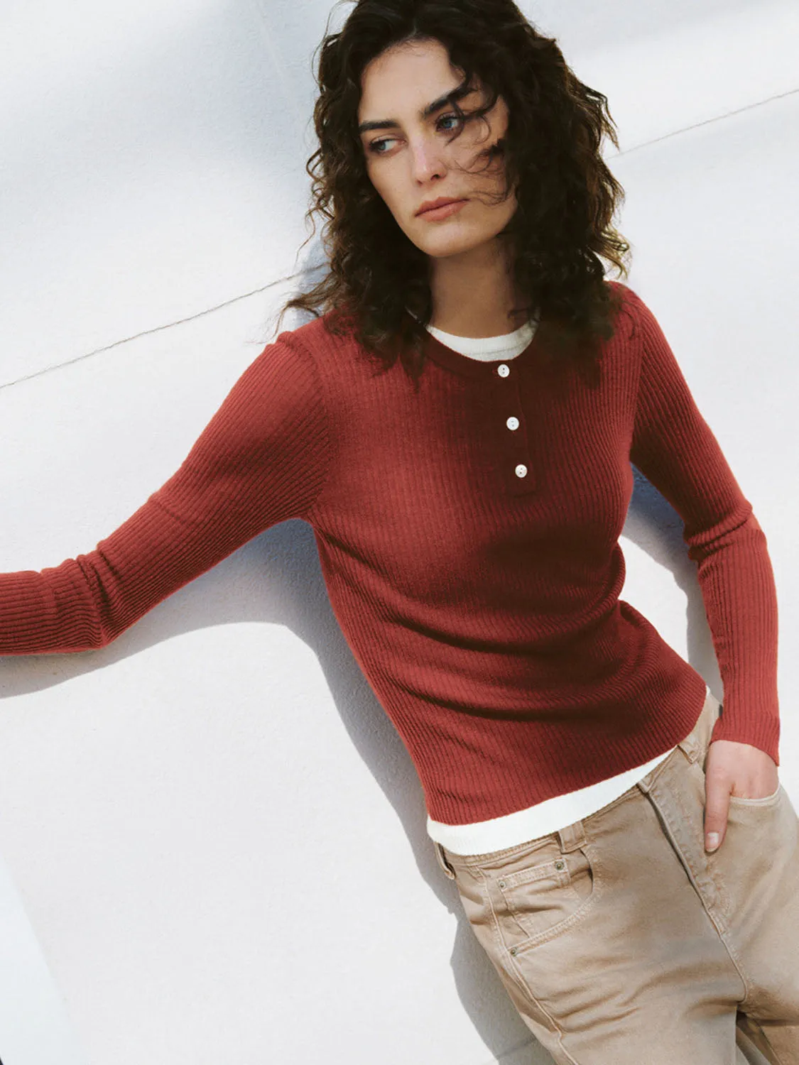 Button Half Placket Knitted T-Shirts sold by Urban Revivo product image thumbnail 3