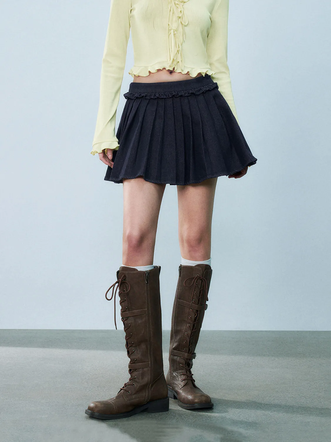 Pleated Denim Skirts sold by Urban Revivo product image thumbnail 2