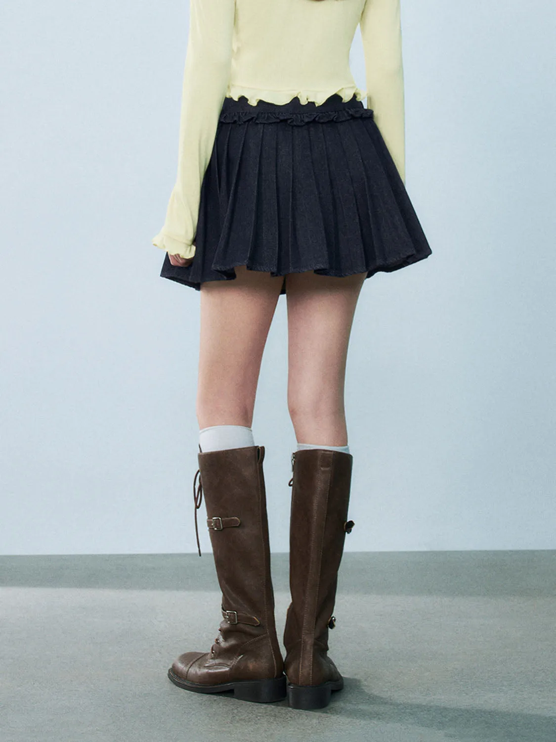 Pleated Denim Skirts sold by Urban Revivo product image thumbnail 3