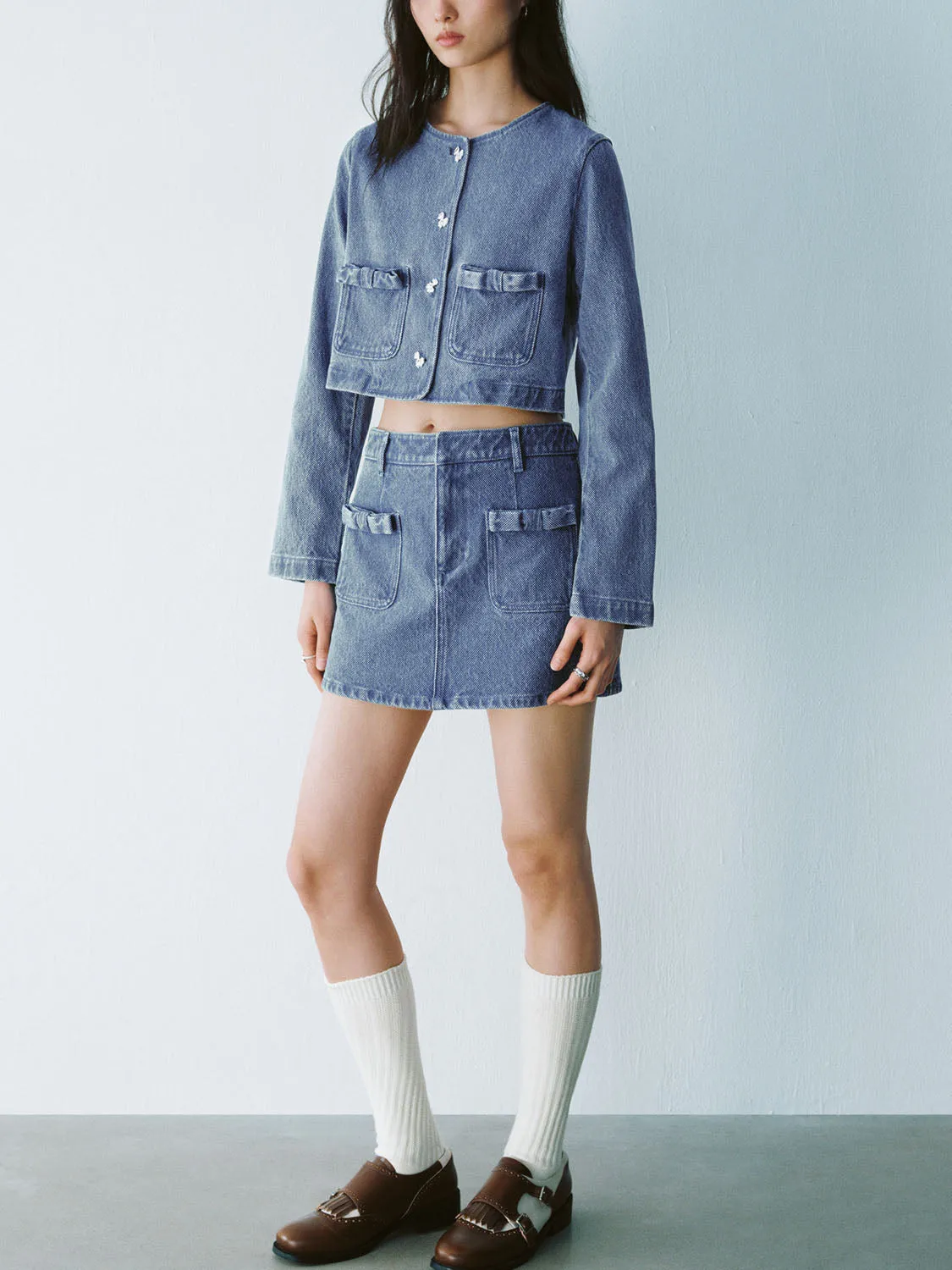 Cropped Denim Jackets sold by Urban Revivo product image thumbnail 4