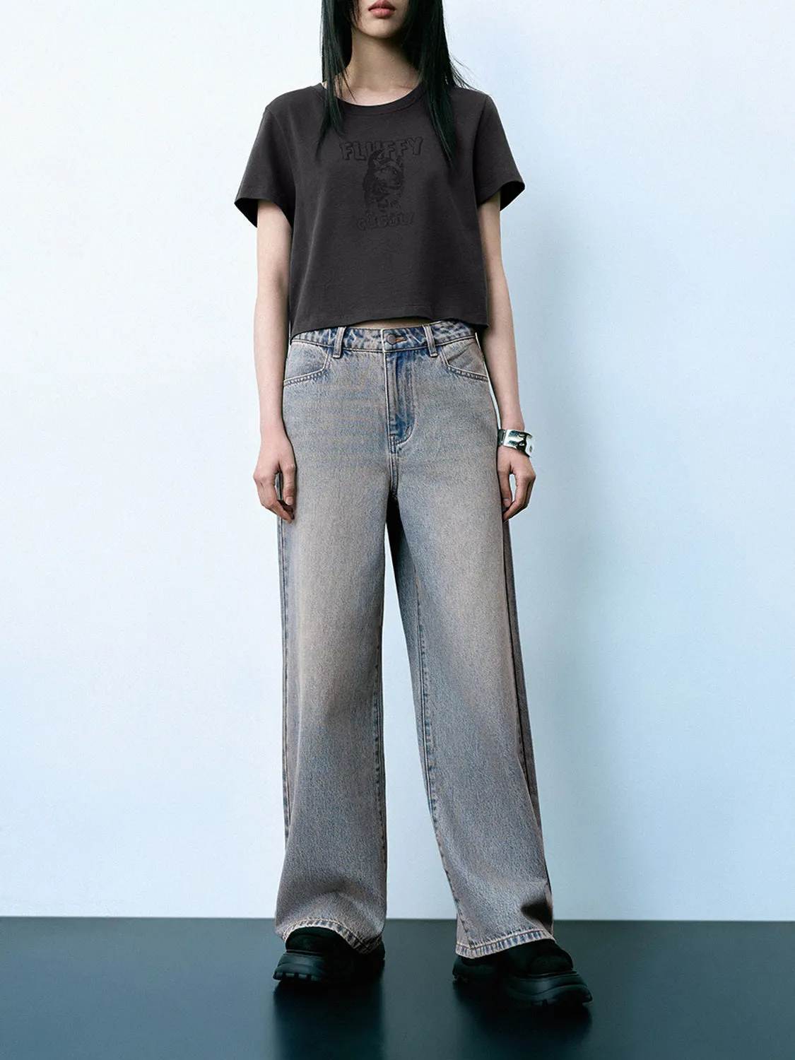 Wide-Leg Denim Jeans sold by Urban Revivo product image thumbnail 3