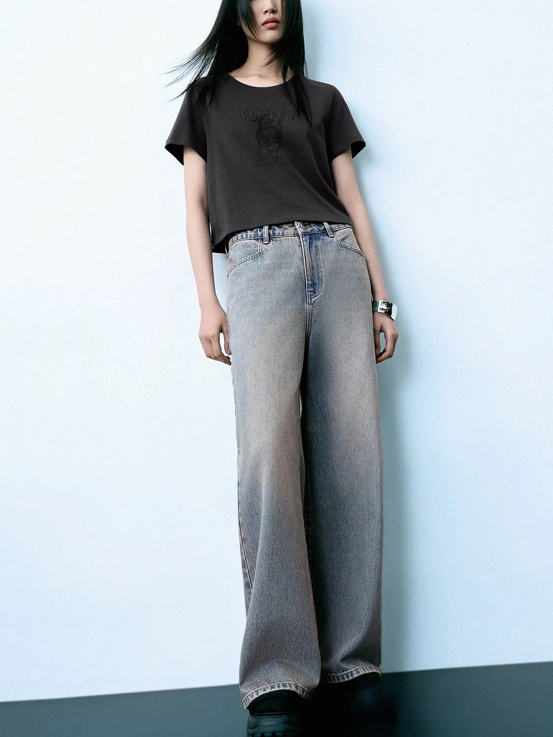 Wide-Leg Denim Jeans sold by Urban Revivo product image thumbnail 5