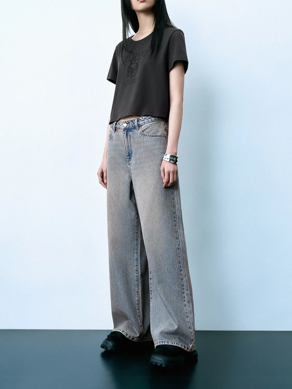 Wide-Leg Denim Jeans sold by Urban Revivo product image thumbnail 2