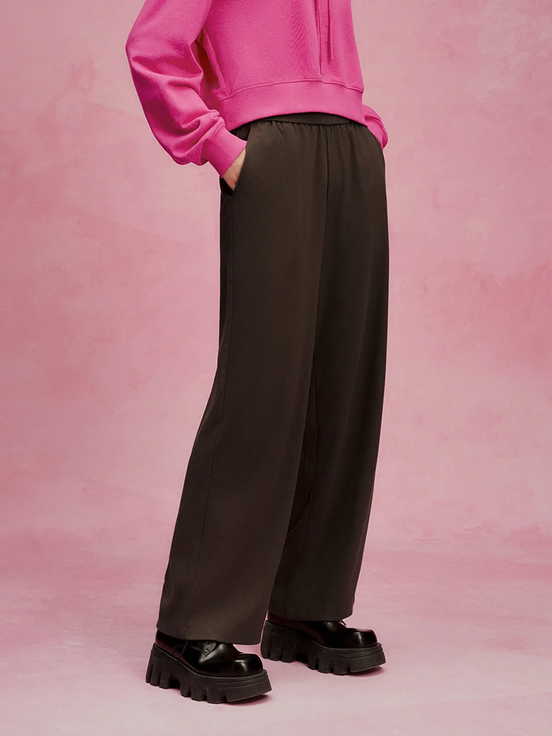 Knitted Fabric Long Wide-Leg Pants sold by Urban Revivo product image thumbnail 4