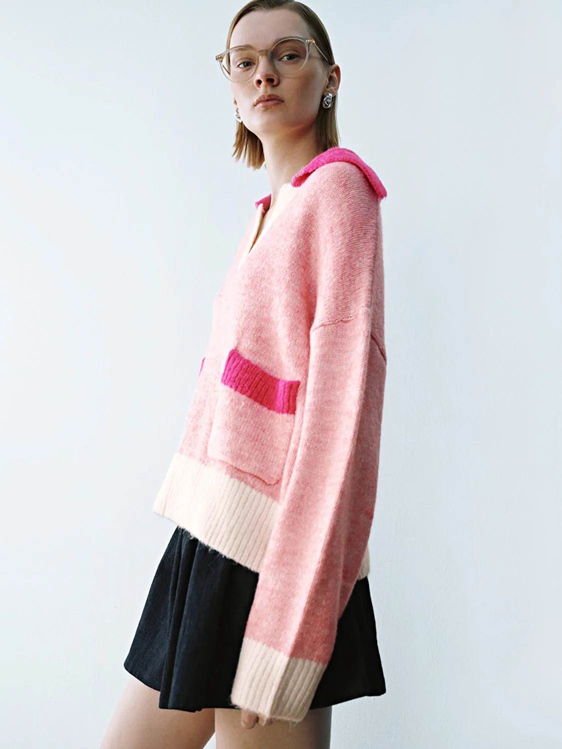 Lapel Knitted Long Sleeve T-Shirts sold by Urban Revivo product image thumbnail 3